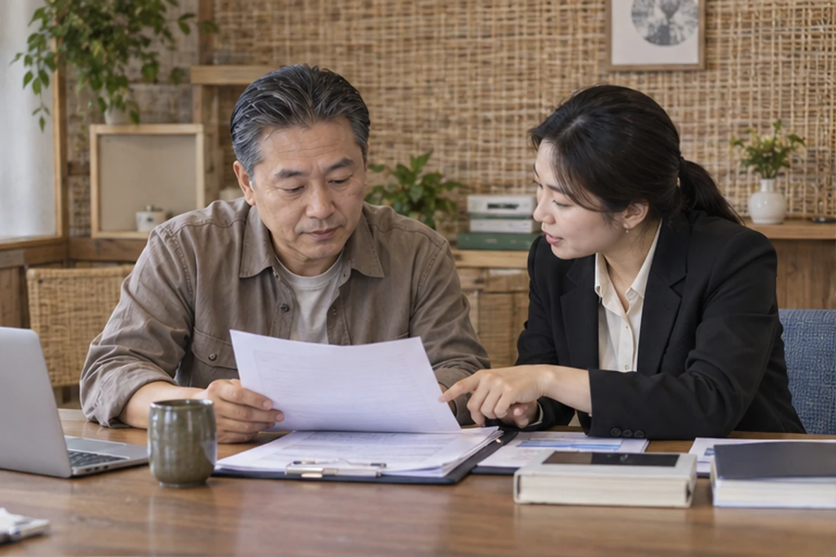 核对注册公司资料与办理事项的服务场景示意