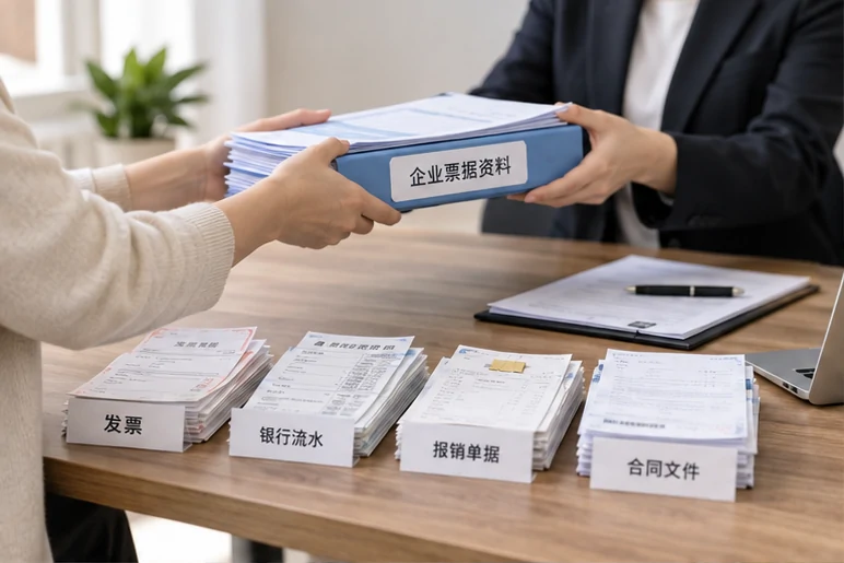 整理企业票据与日常账务资料的服务场景示意