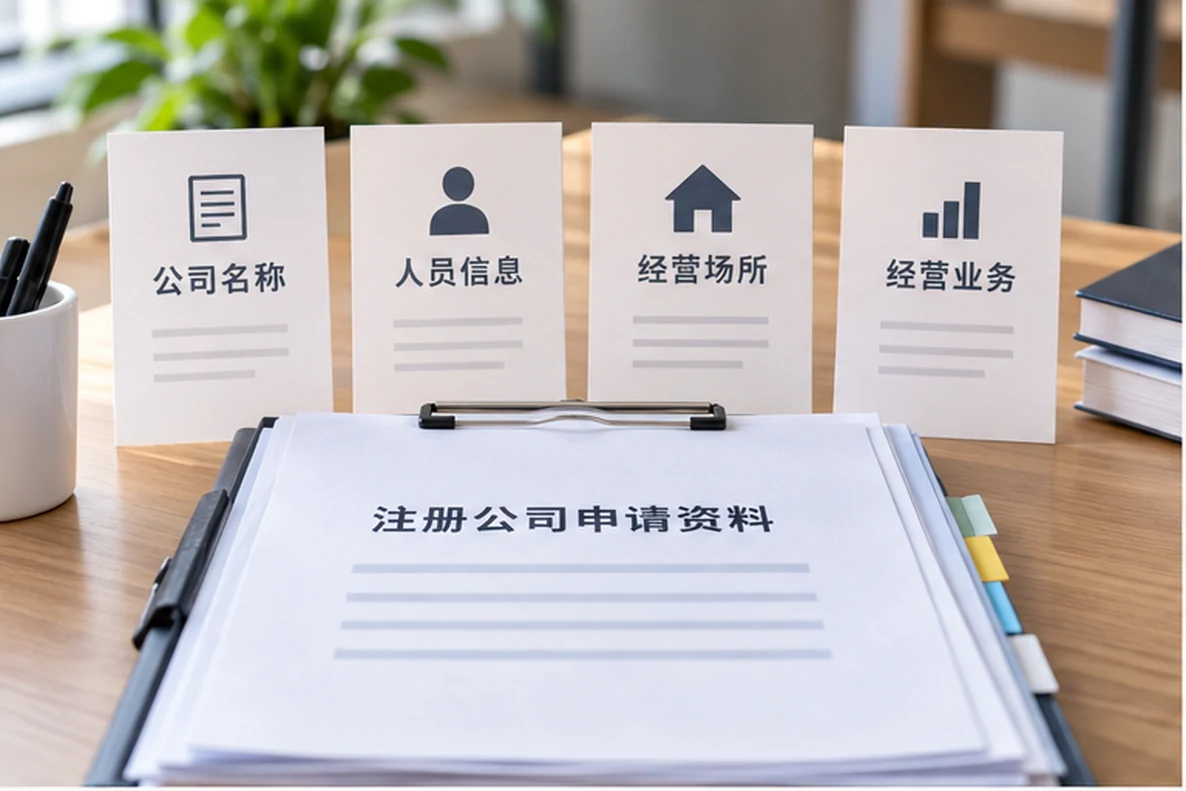 核对注册公司资料与办理事项的服务场景示意