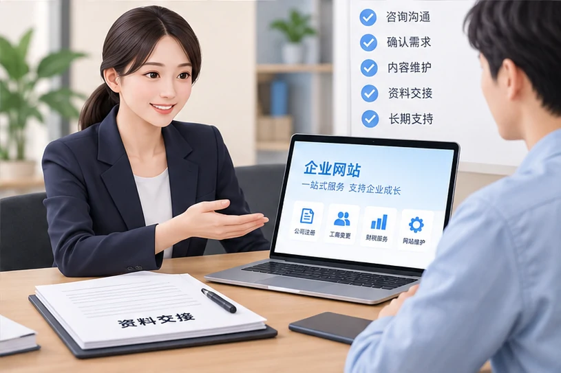 企业网站展示业务与服务信息的场景示意
