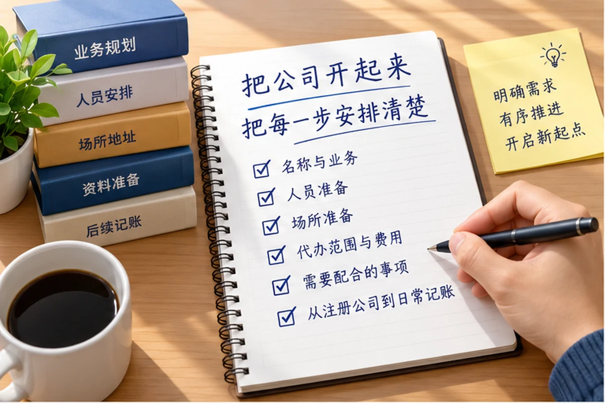 创业者一起整理开办计划的服务场景示意