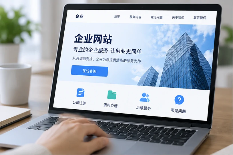 企业网站展示业务与服务信息的场景示意