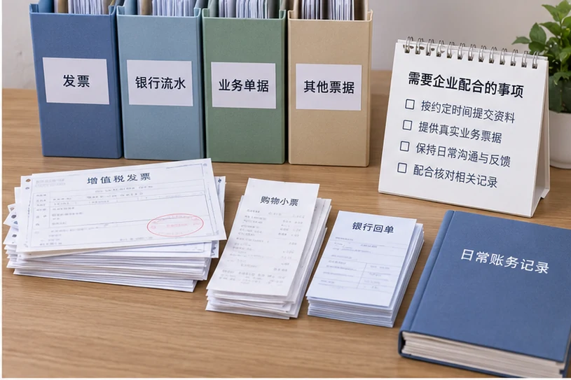 整理企业票据与日常账务资料的服务场景示意