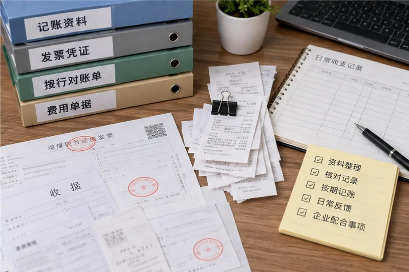 整理企业票据与日常账务资料的服务场景示意