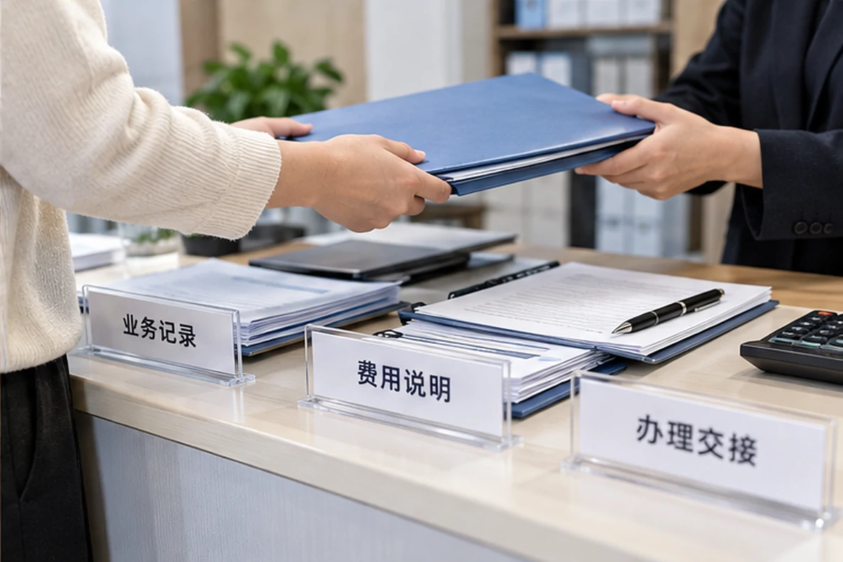 核对注册公司资料与办理事项的服务场景示意