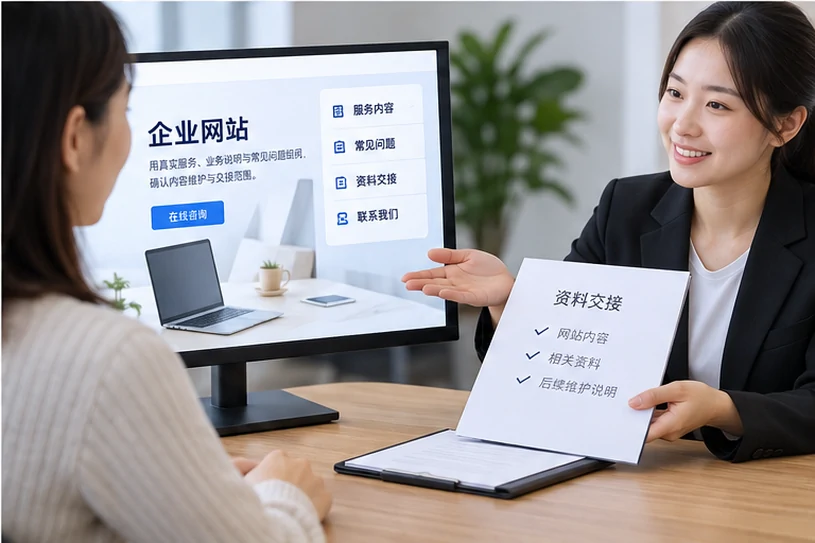 企业网站展示业务与服务信息的场景示意