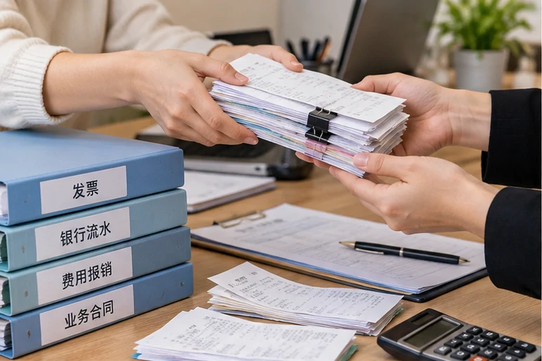 整理企业票据与日常账务资料的服务场景示意