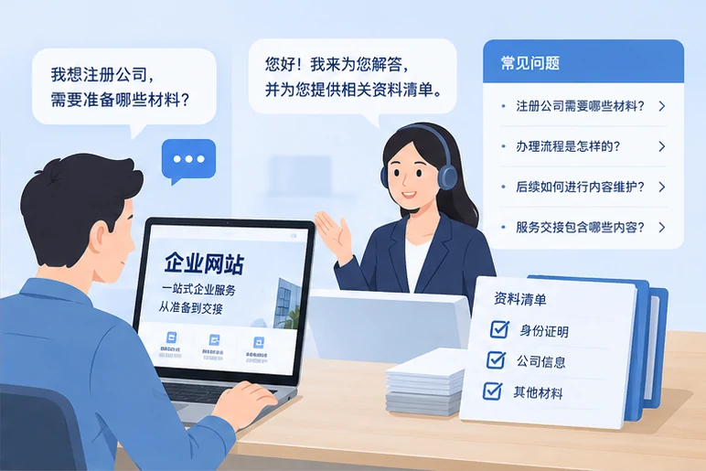 企业网站展示业务与服务信息的场景示意