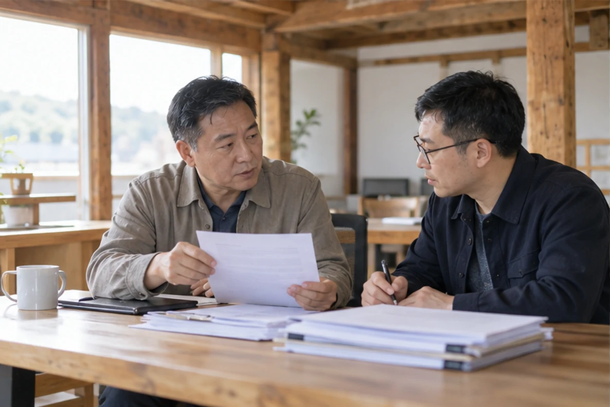 核对注册公司资料与办理事项的服务场景示意