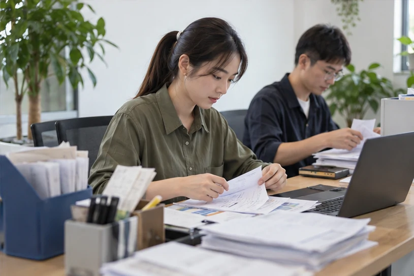 整理企业票据与日常账务资料的服务场景示意