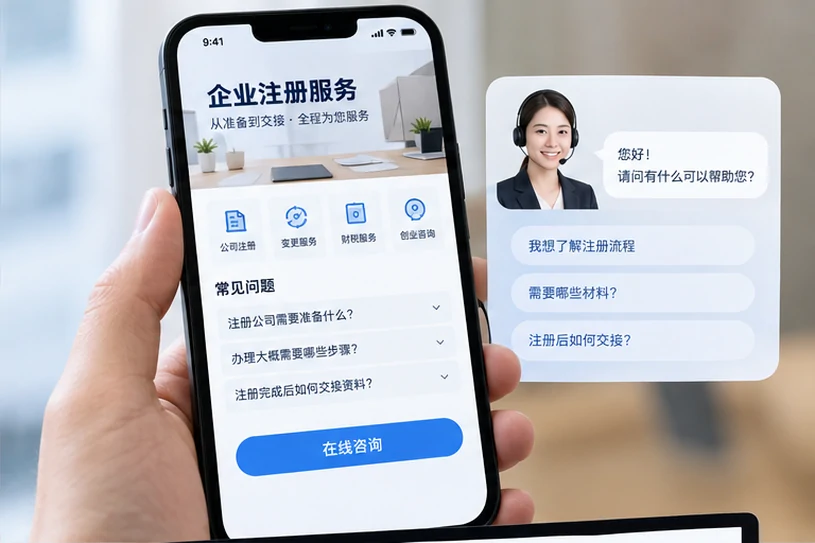 企业网站展示业务与服务信息的场景示意