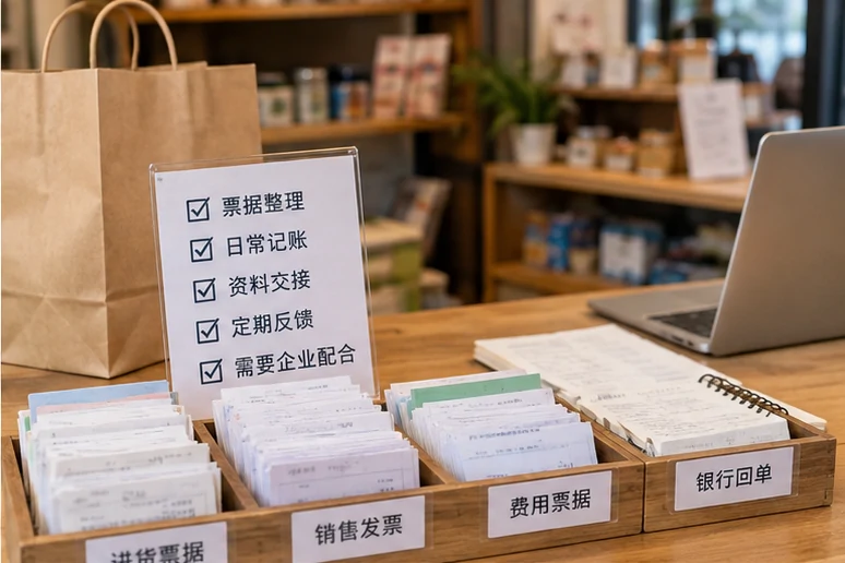 整理企业票据与日常账务资料的服务场景示意