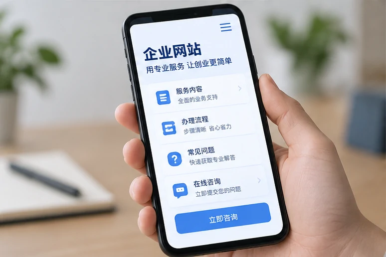 企业网站展示业务与服务信息的场景示意
