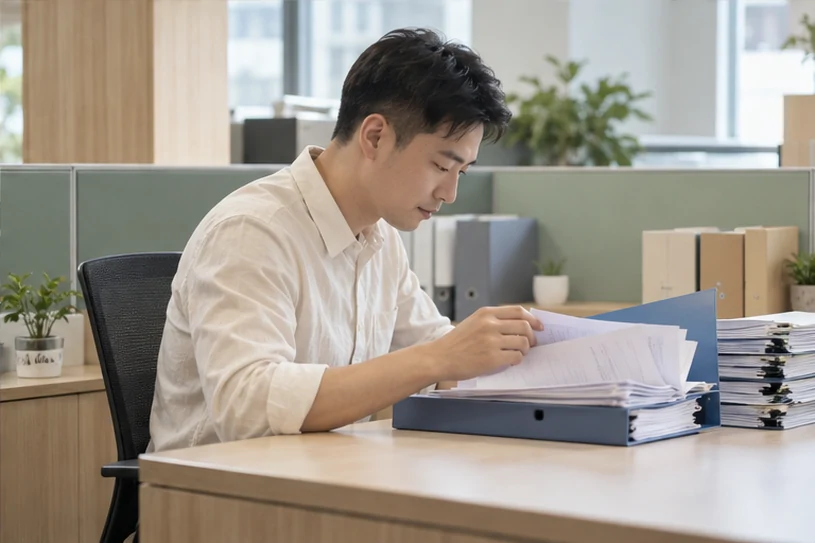 整理企业票据与日常账务资料的服务场景示意