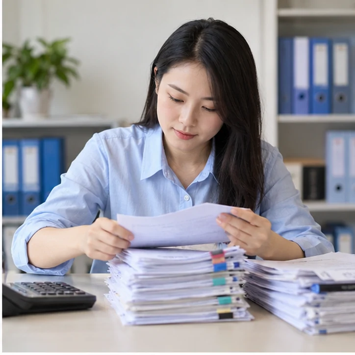 整理企业票据与日常账务资料的服务场景示意