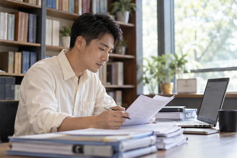 整理企业票据与日常账务资料的服务场景示意