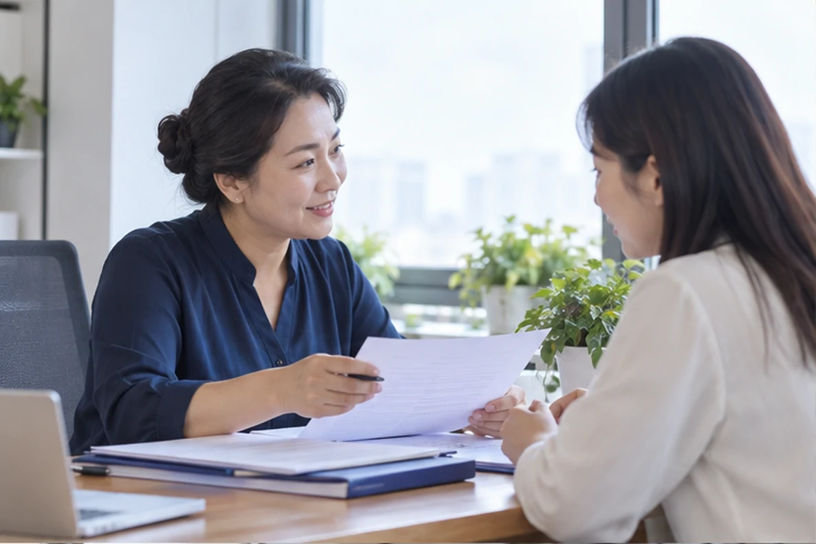 核对注册公司资料与办理事项的服务场景示意