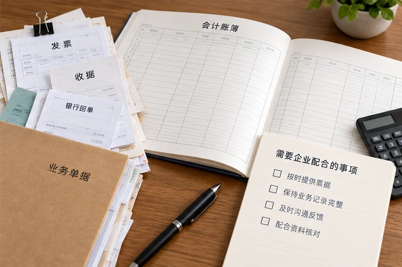 整理企业票据与日常账务资料的服务场景示意