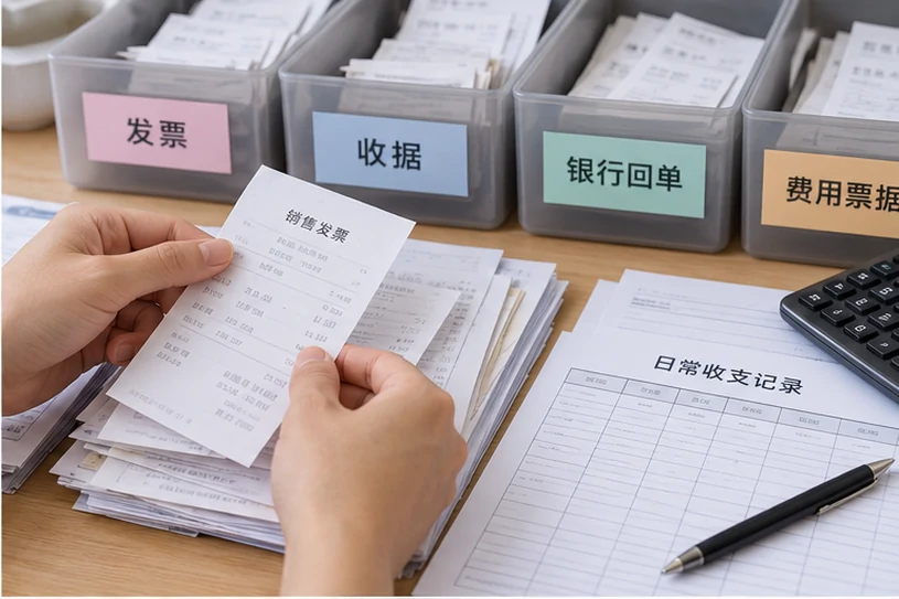整理企业票据与日常账务资料的服务场景示意