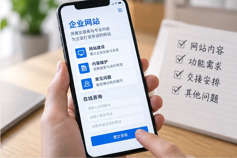 企业网站展示业务与服务信息的场景示意