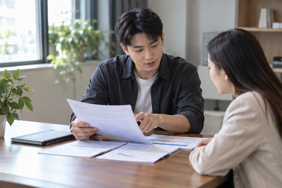 核对注册公司资料与办理事项的服务场景示意
