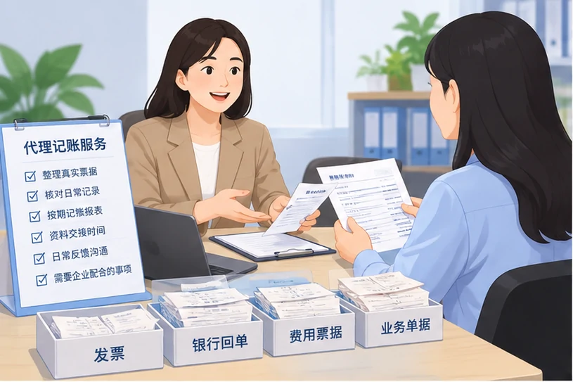 整理企业票据与日常账务资料的服务场景示意