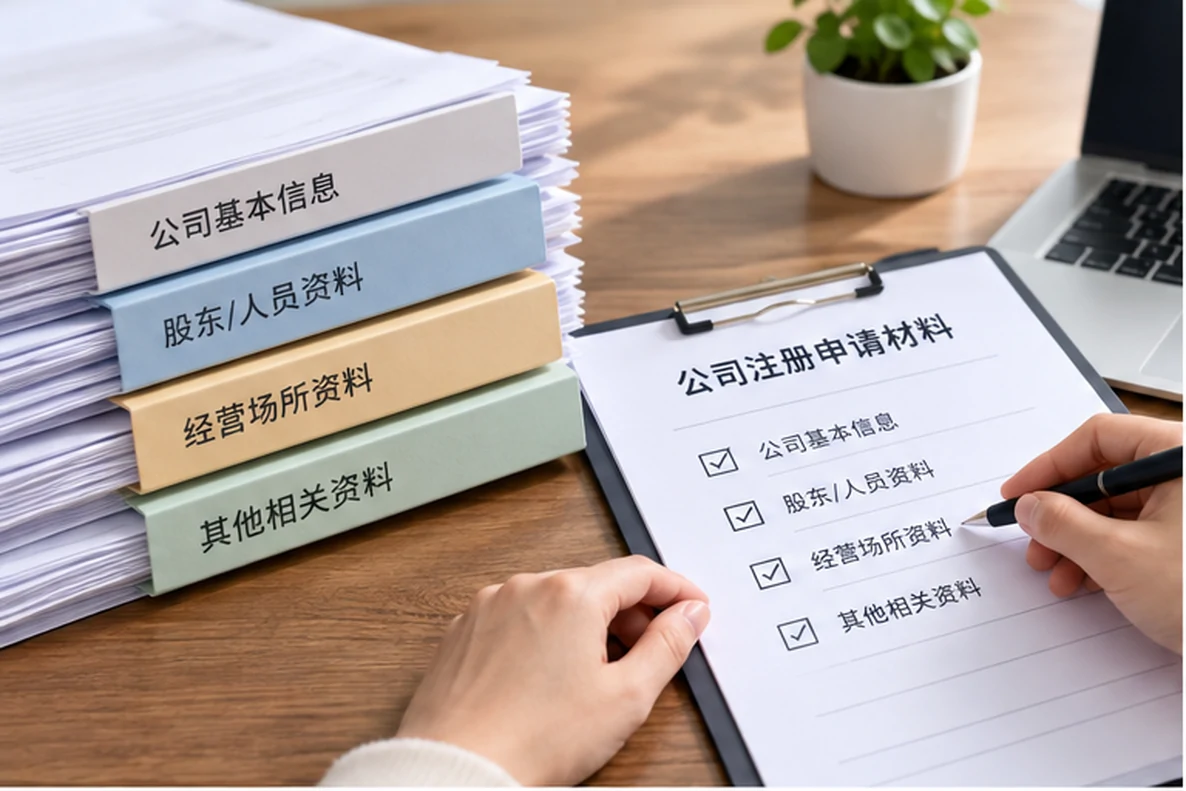 核对注册公司资料与办理事项的服务场景示意