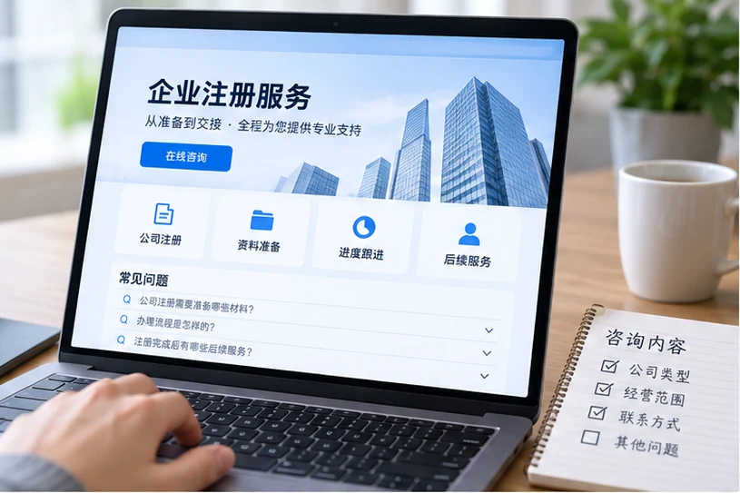 企业网站展示业务与服务信息的场景示意
