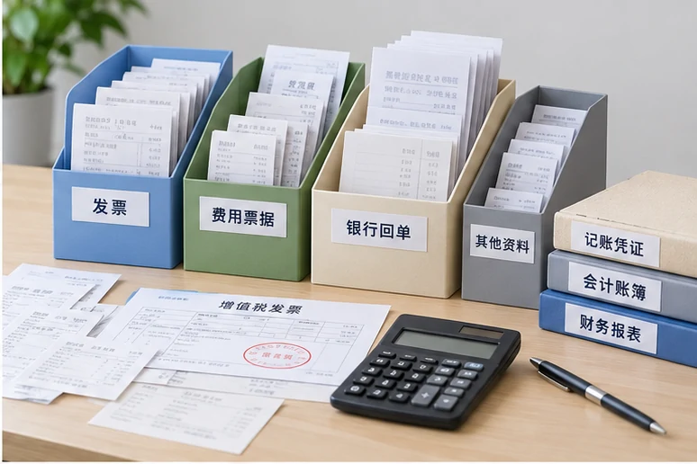 整理企业票据与日常账务资料的服务场景示意