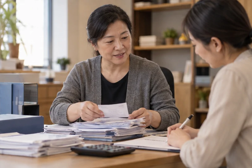 整理企业票据与日常账务资料的服务场景示意