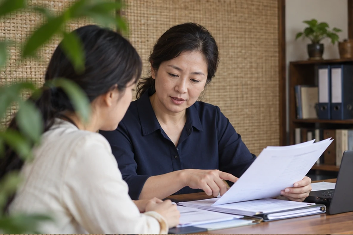 核对注册公司资料与办理事项的服务场景示意