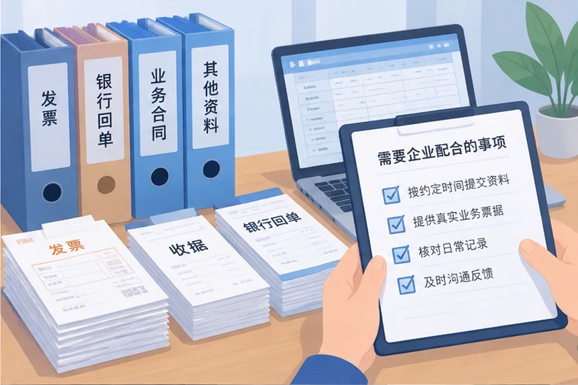 整理企业票据与日常账务资料的服务场景示意