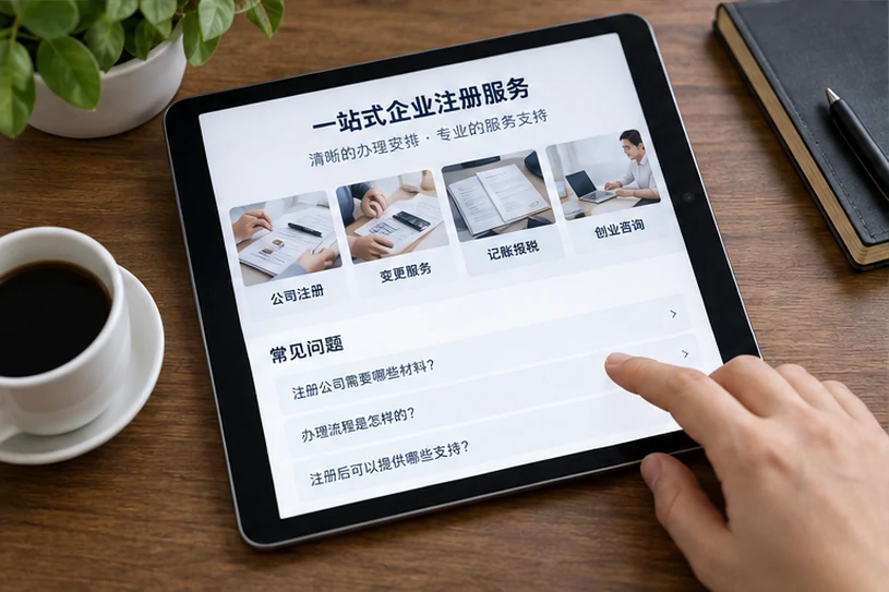 企业网站展示业务与服务信息的场景示意