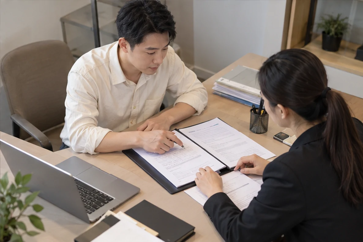 核对注册公司资料与办理事项的服务场景示意