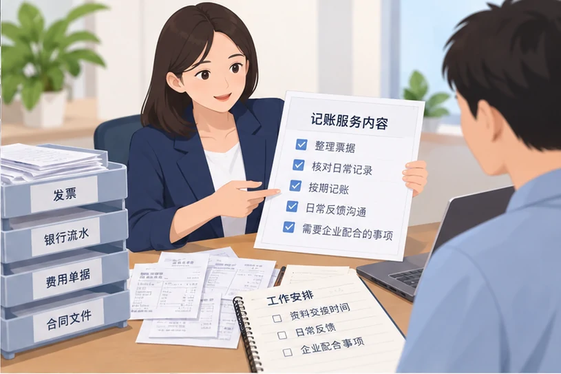 整理企业票据与日常账务资料的服务场景示意