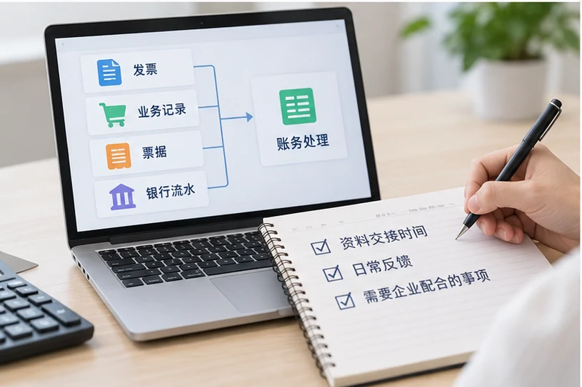 整理企业票据与日常账务资料的服务场景示意