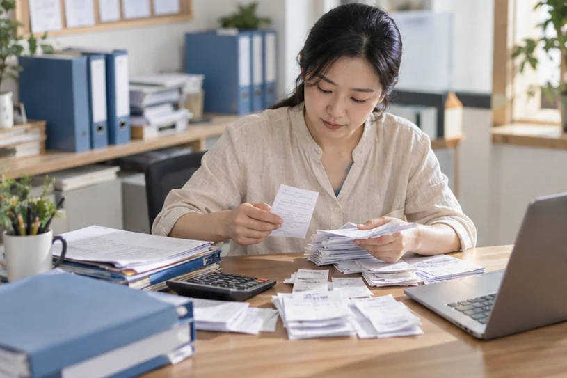 整理企业票据与日常账务资料的服务场景示意