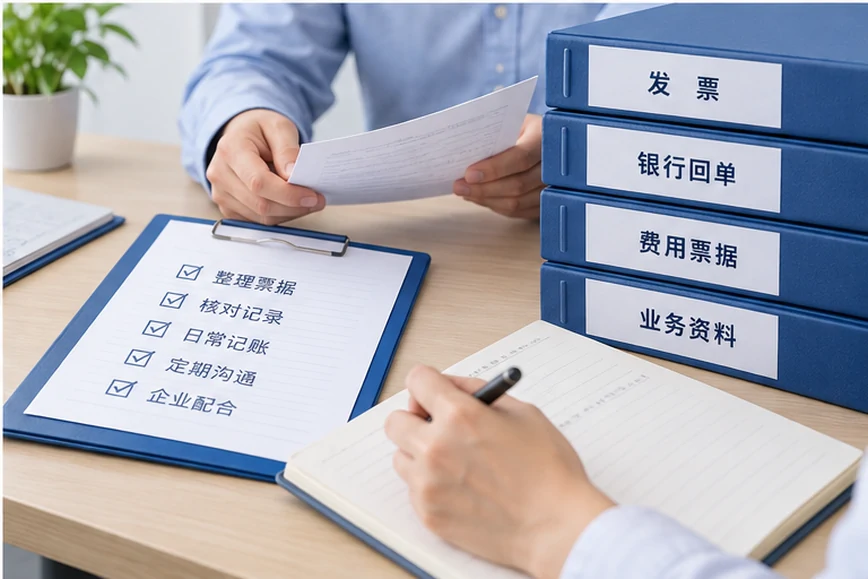 整理企业票据与日常账务资料的服务场景示意