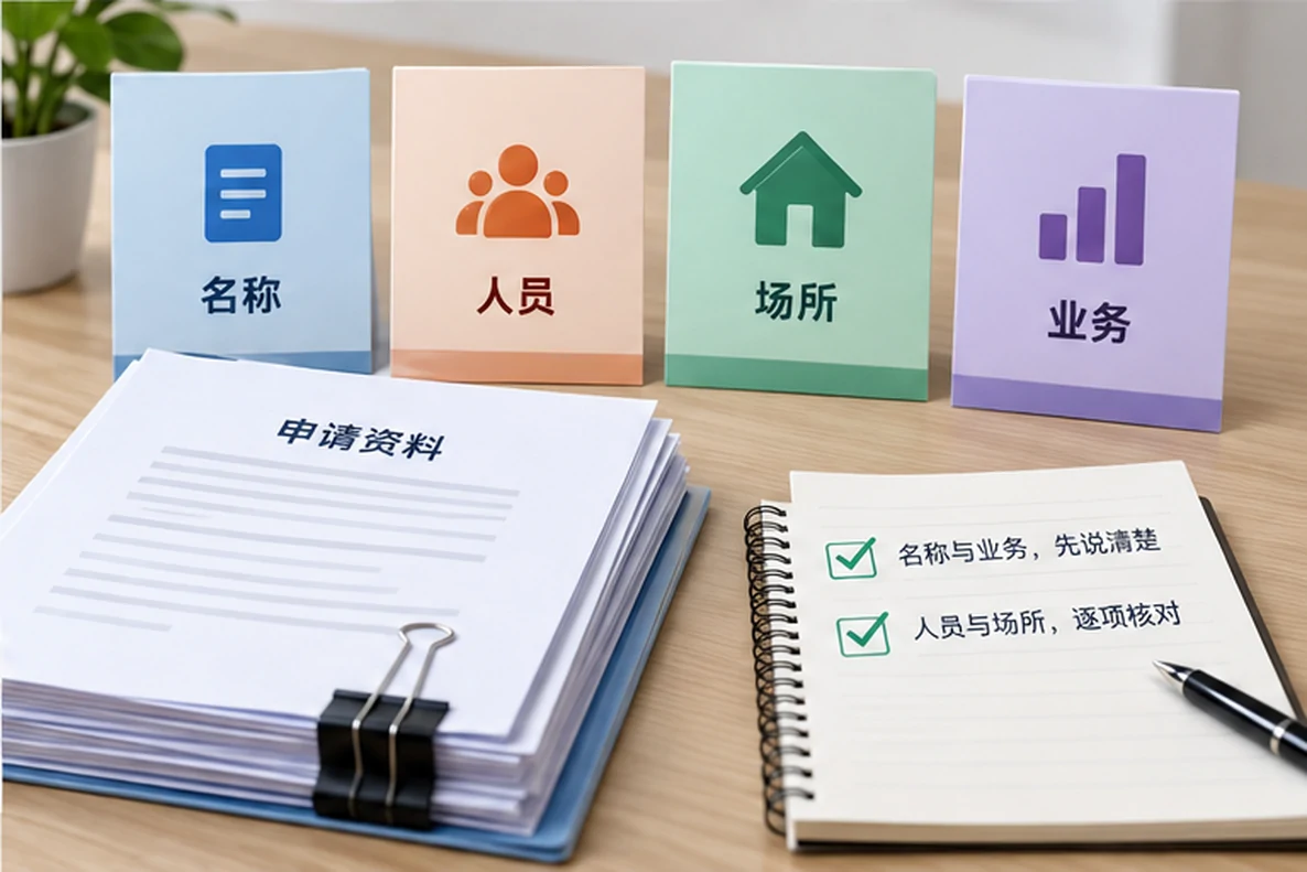 核对注册公司资料与办理事项的服务场景示意