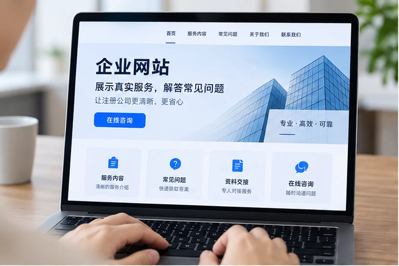 企业网站展示业务与服务信息的场景示意