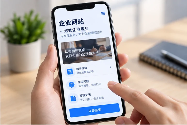 企业网站展示业务与服务信息的场景示意