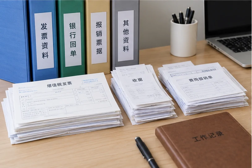整理企业票据与日常账务资料的服务场景示意