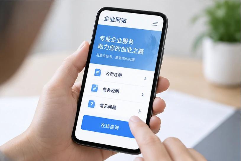 企业网站展示业务与服务信息的场景示意
