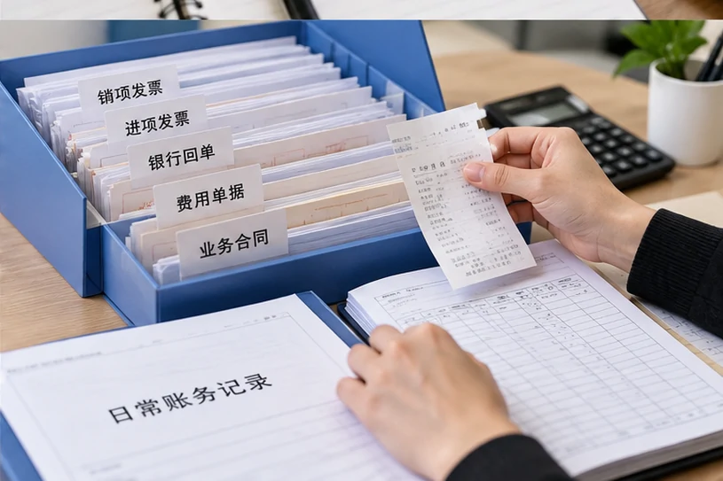 整理企业票据与日常账务资料的服务场景示意