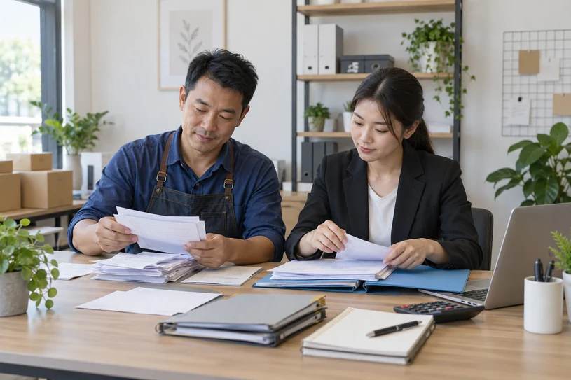 整理企业票据与日常账务资料的服务场景示意