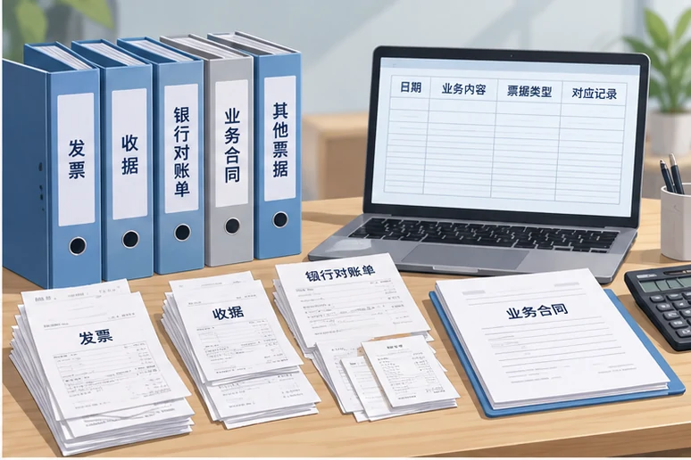 整理企业票据与日常账务资料的服务场景示意