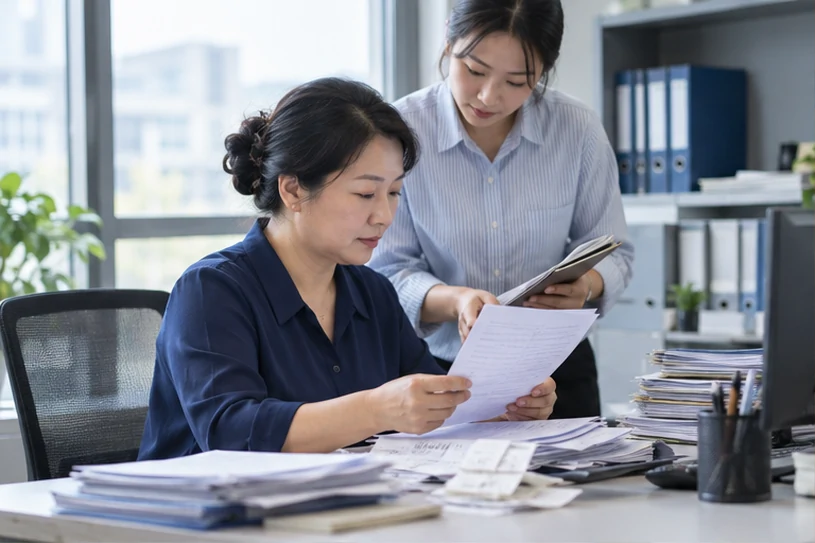整理企业票据与日常账务资料的服务场景示意
