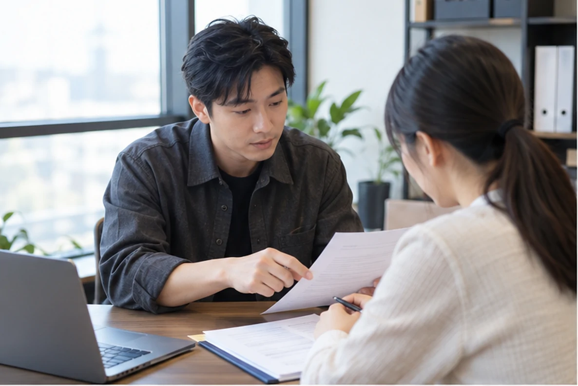 核对注册公司资料与办理事项的服务场景示意