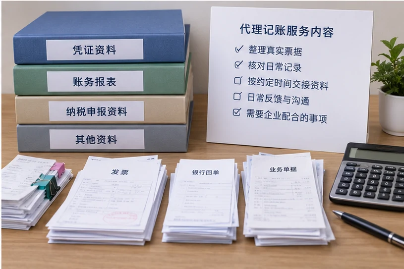 整理企业票据与日常账务资料的服务场景示意