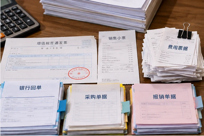 整理企业票据与日常账务资料的服务场景示意